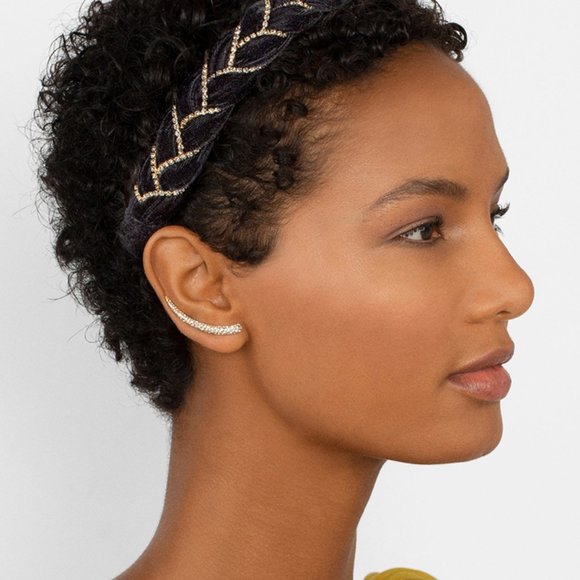 Pave CZ Long Curve Earring Cuff Earrings - Picture 3 of 5